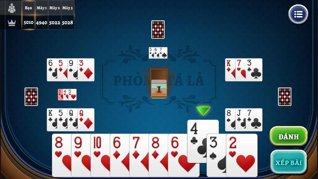 Người chơi luyện tập khả năng đánh bài của đối thủ khi chơi Tá lả.